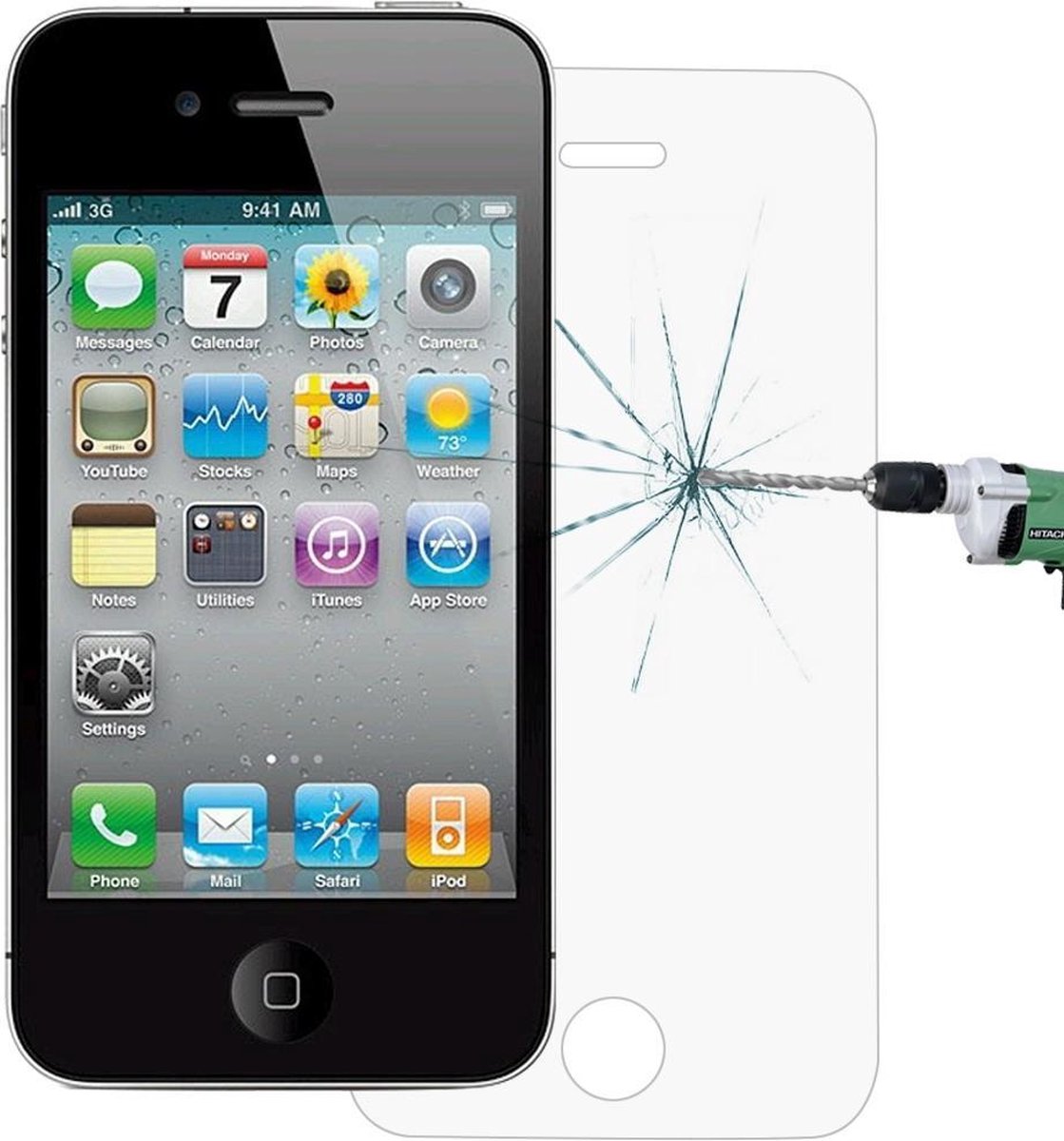 0.26mm 9H oppervlaktehardheid 2.5D Explosieveilige gehard glas screen film voor iPhone 4 & 4S