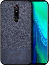 Shockproof Splicing PU + stoffen beschermhoes voor Xiaomi Redmi K20 Pro (blauw)