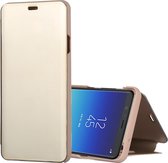 Mirror Clear View Horizontale Flip PU lederen tas voor Galaxy A9 Star, met houder (goud)