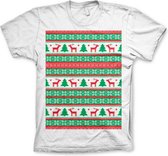 Heren Tshirt -XL- Christmas Knit Pattern Wit