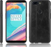 Voor OnePlus 5T schokbestendig naaien koe patroon huid PC + PU + TPU Case (zwart)