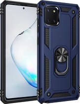 Voor Galaxy A81 / Note 10 Lite schokbestendige TPU + pc-beschermhoes met 360 graden roterende houder (blauw)