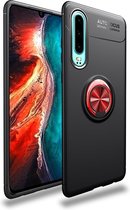 lenuo Shockproof TPU Case voor Huawei P30, met onzichtbare houder (zwart rood)