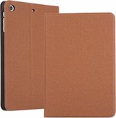 iPad Mini 1 / Mini 2 / Mini 3 Stoftextuur Horizontaal Links en rechts Open stevige lederen tas met slaapriembeugel (bruin)