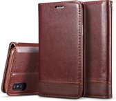 Dubbelzijdige Absorptie Splicing Horizontal Flip Leather Case voor iPhone XR, met houder & kaartsleuven & draagriem (bruin)