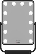 Humanas Make-Up Spiegel XL Hollywood make up spiegel met verlichting Metaal Black 12 LEDs