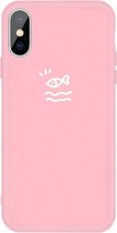 Voor iphone xs / x klein vispatroon kleurrijke frosted tpu telefoon beschermhoes (roze)