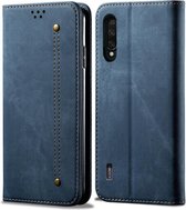 Voor Geschikt voor Xiaomi mi cc9 / mi 9 lite denim textuur casual stijl horizontale flip lederen tas met houder en kaartsleuven en portemonnee (blauw)