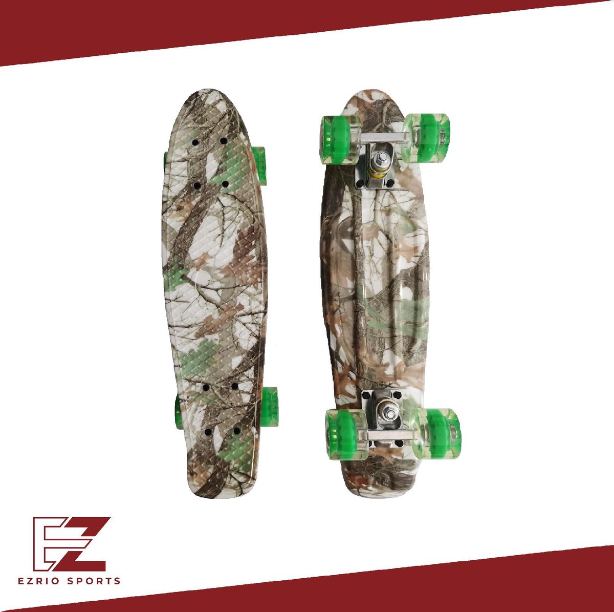 Penny Board voor Meisjes en Jongens – Skateboard – Longboard – Jungle/Camouflage Print – 22 inch – Groen