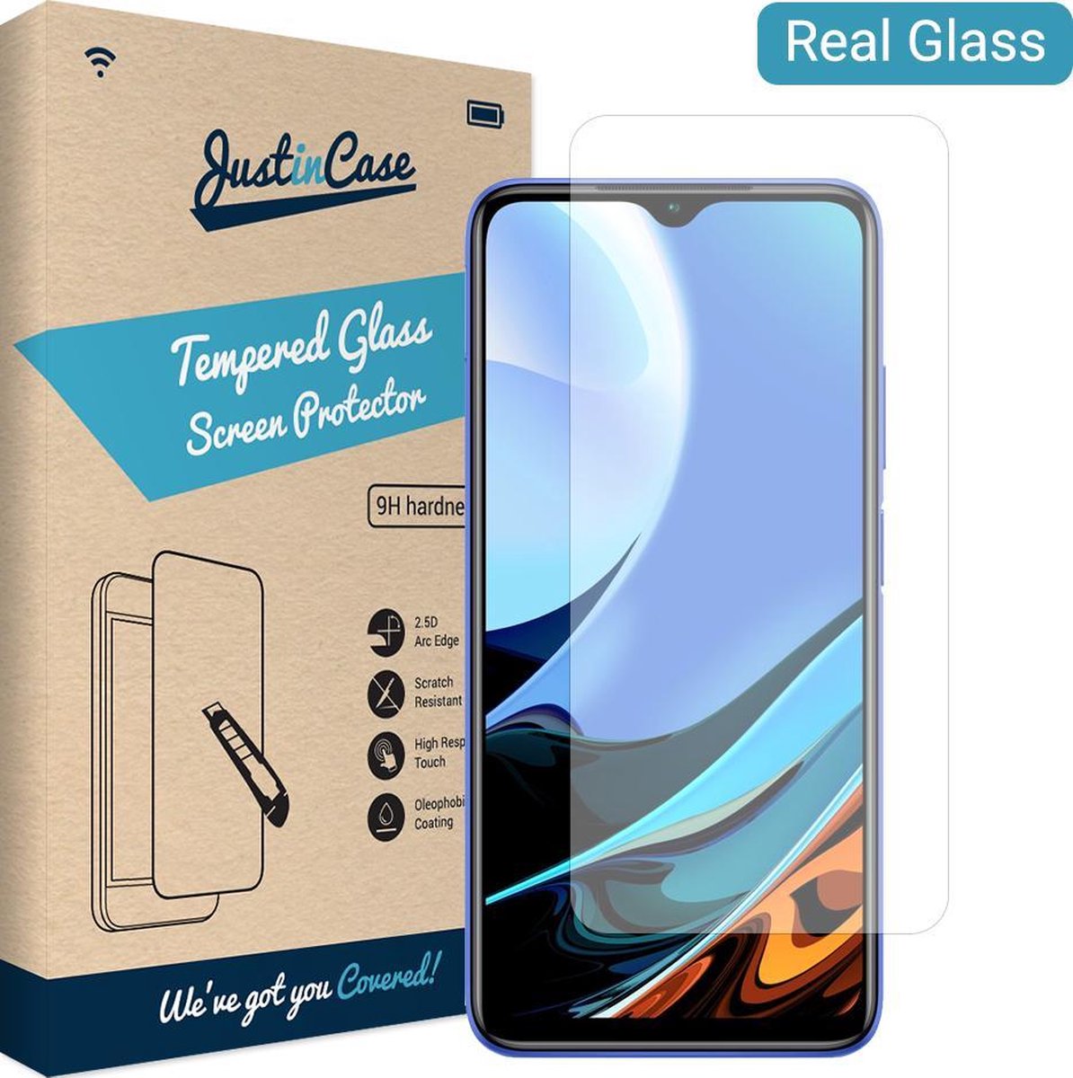 Just in Case Tempered Glass voor Xiaomi Redmi 9T Protector - Arc Edges