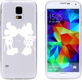 Samsung Galaxy S5 Plus softcase silicone cover met witte Mickey & Minnie Mouse Disney motief, motief , merk i12Cover