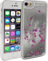 Geschikt voor Apple iPhone 5/5S/SE Case met bewegende rose zilver glitter achterzijde, bling bling hoesje