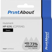 PrintAbout huismerk Inktcartridge 62XL (C2P05AE) Zwart Hoge capaciteit geschikt voor HP
