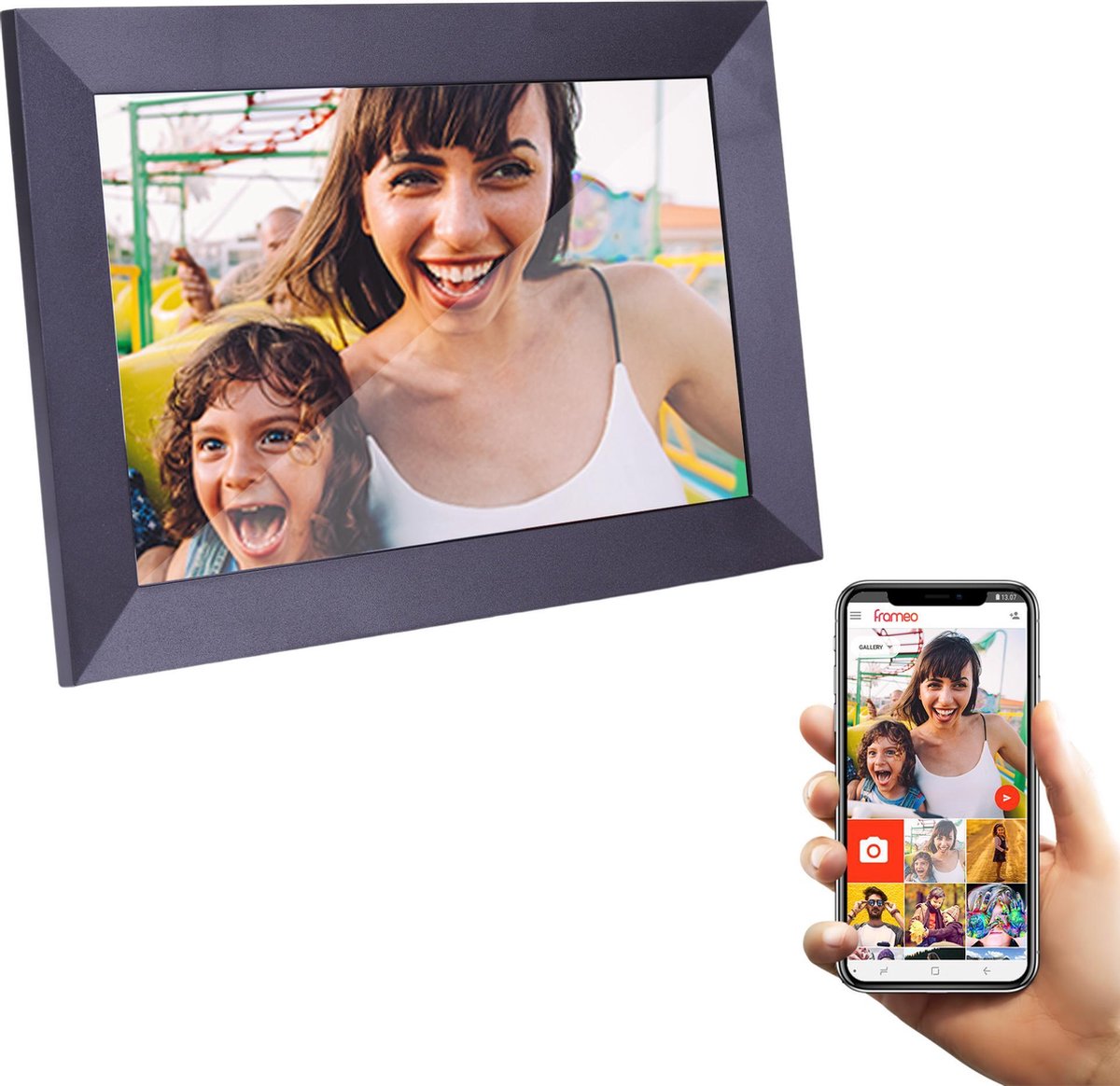 MyCasa - Digitale Fotolijst met WiFi - Frameo App - Fotokader met Audio & Video - 10.1’’ Touchscreen - Met Screenprotector - 16GB - MyCasa