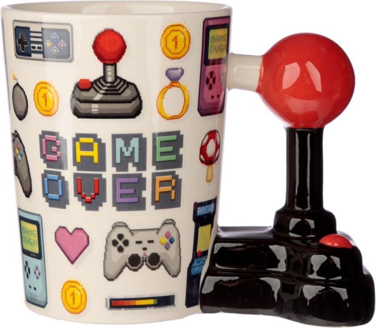 Beker met joystick handvat - game over