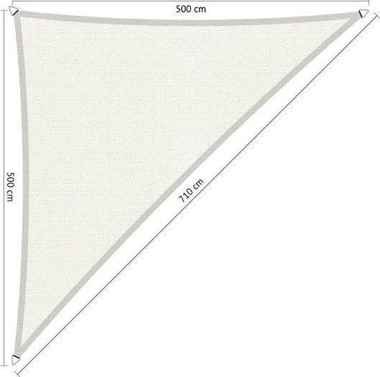 Shadow Comfort® Driehoek 90° schaduwdoek - UV Bestendig - Zonnedoek - 500 x 500 x 710  CM - Arctic White
