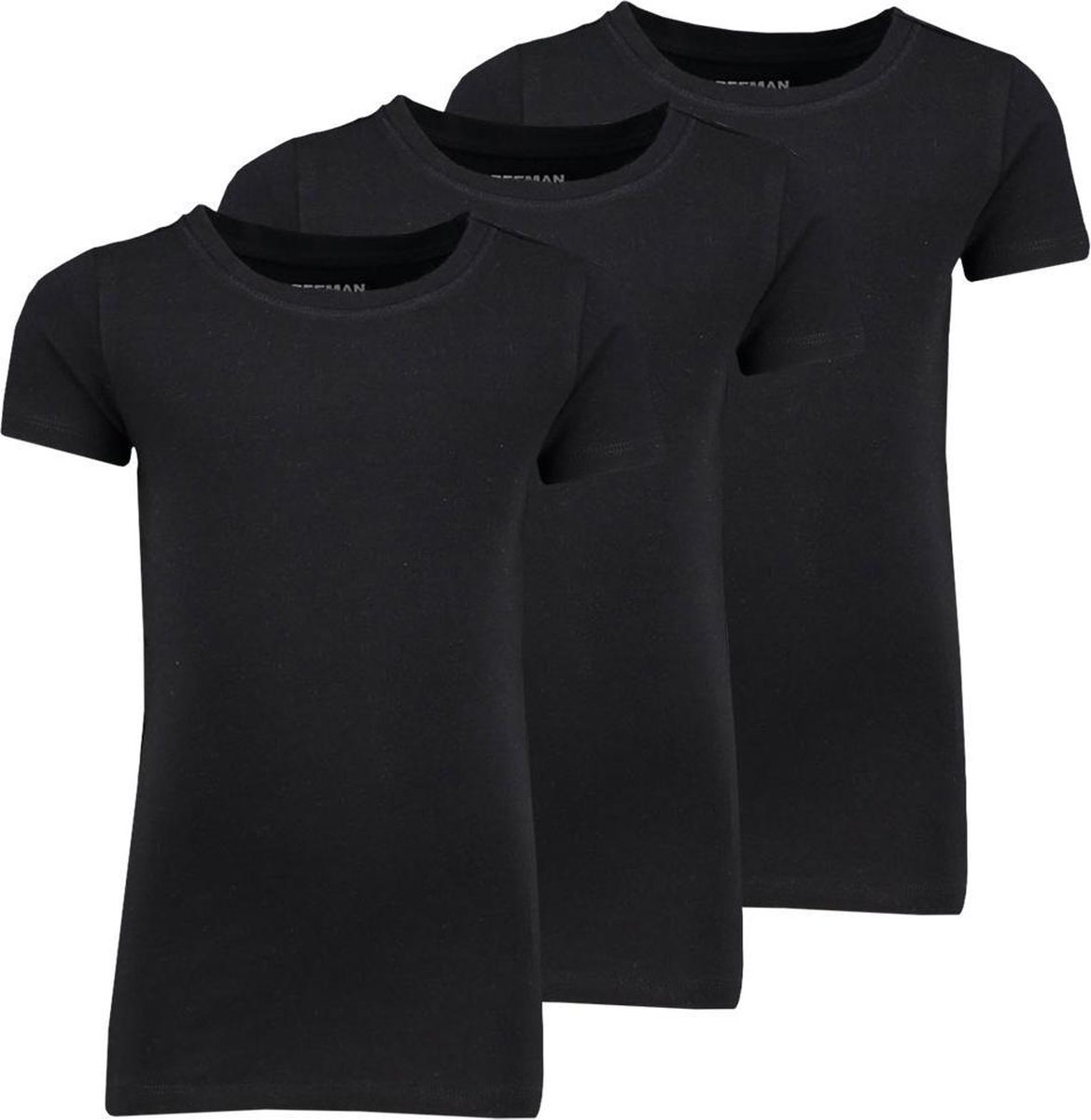 Zeeman kinder meisjes T-shirt korte mouw - zwart - maat 98/104 - 3 stuks