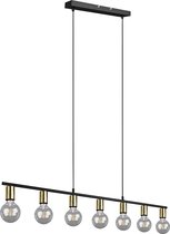 LED Hanglamp - Iona Zuncka - E27 Fitting - 7-lichts - Rechthoek - Mat Zwart/Goud - Aluminium