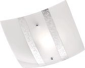 LED Plafondlamp - Plafondverlichting - Iona Niki - E27 Fitting - 1-lichts - Vierkant - Mat Zilver - Glas