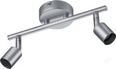 LED Plafondspot - Iona Pamo - GU10 Fitting - 2-lichts - Rond - Mat Titaan - Aluminium