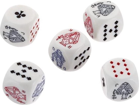 Afbeelding van het spel ksz set van 5 pokerdobbelstenen 16mm ivorine