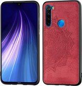 Voor Xiaomi Redmi Note 8, ProEmbossed Mandala Pattern PC + TPU + stoffen telefoonhoes met lanyard & magnetisch (rood)