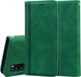 Voor Samsung Galaxy A41 Frosted Business Magnetische Horizontale Flip PU Leather Case met houder & kaartsleuf & lanyard (groen)
