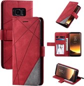 Voor Samsung Galaxy S8 Skin Feel Splicing Horizontale Flip Leather Case met houder & kaartsleuven & portemonnee & fotolijst (rood)