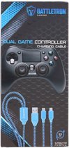 Battletron - controller cable -  dual gaming laadkabel - 3.5m blue