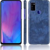 Voor Galaxy M51 schokbestendige Litchi Texture PC + PU-behuizing (blauw)