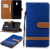 Kleurafstemming Denim Texture Leather Case voor Nokia 2.1 (2018), met houder & kaartsleuven & portemonnee & lanyard (koningsblauw)