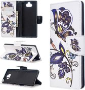 Voor Sony Xperia 20 gekleurd tekenpatroon Horizontale flip lederen tas met houder & kaartsleuven & portemonnee (witte vlinder)