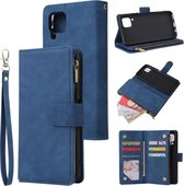 Voor Huawei P40 Lite multifunctionele horizontale flip lederen tas, met kaartsleuf en houder en rits portemonnee en fotolijst (blauw)