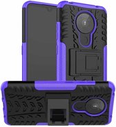 Voor Nokia 5.3 Tyre Texture Shockproof TPU + PC beschermhoes met houder (paars)