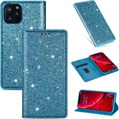 Voor iPhone 11 Pro Max ultradunne glitter magnetische horizontale flip lederen tas met houder en kaartsleuven (hemelsblauw)