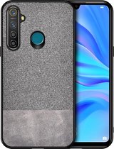 Voor OPPO Realme 5 Pro schokbestendige splitsing PU + stoffen beschermhoes (grijs)
