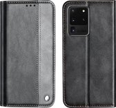 Voor Galaxy S20 Ultra Business Effen kleurstiksels Horizontale flip lederen tas met houder en kaartsleuven (grijs)