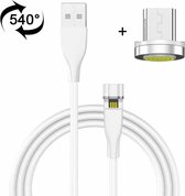 1 m USB naar micro-USB 540 graden roterende magnetische oplaadkabel (wit)