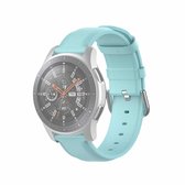 Voor Samsung Galaxy Watch 3 45 mm 22 mm lederen band met ronde staartgesp (lichtblauw)