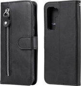 Voor Huawei P40 Lite (5G) / Nova 7 SE Mode Kalfsstructuur Rits Horizontale Flip Leren Case met Standaard & Kaartsleuven & Portemonnee-functie (Zwart)