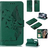 Voor Geschikt voor Xiaomi Redmi Note 8 Feather Pattern Litchi Texture Horizontal Flip Leather Case met houder & portemonnee & kaartsleuven (groen)