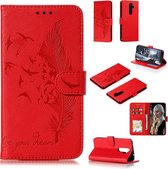 Voor Geschikt voor Xiaomi Redmi Note 8 Pro Feather Pattern Litchi Texture Horizontal Flip Leather Case met houder & portemonnee & kaartsleuven (rood)
