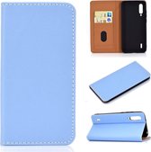 Voor xiaomi mi cc9 effen kleur magnetische horizontale flip lederen tas met kaartsleuf en houder (blauw)