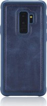 Voor Galaxy S9 + magnetische schokbestendige pc + TPU + PU lederen beschermhoes (blauw)
