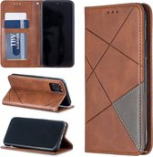 Ruit textuur horizontale flip magnetische lederen tas met houder en kaartsleuven en portemonnee voor iPhone 11 Pro (bruin)