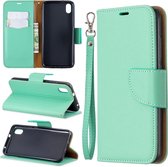 Litchi textuur pure kleur horizontale flip pu lederen tas met houder & kaartsleuven & portemonnee & lanyard voor xiaomi redmi 7a (groen)