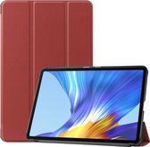 Voor Huawei Honor V6 / MatePad 10.4 inch Universeel Effen Kleur Anti-val Horizontaal Flip Tablet PC Leren Case met Tri-fold Beugel & Slaap / Wakker worden (Wijnrood)