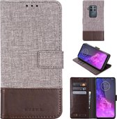 Voor Motorola Moto One Pro MUMXA MX102 Horizontale Flip Canvas Stiksels Leren Case met Houder & Kaartsleuven & Portemonnee (Bruin)