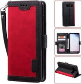 Voor Galaxy S10 retro splicing horizontale flip lederen tas met kaartsleuven en houder en portemonnee (rood)