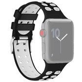 Voor Apple Watch Series 5 & 4 40mm / 3 & 2 & 1 38mm tweekleurige double-breasted siliconen vervangende polsband horlogeband (zwart wit)